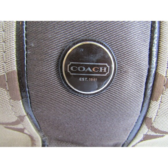 Authentic Coach 21865 Signature Stripe Brown Khaki Diaper Travel Weekender Bag - Picture 2 of 10